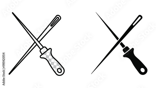 Needle Awl Crossed Tools Crafting Symbol Commercial