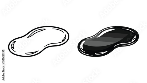Black and white liquid shapes on a pure white background for design