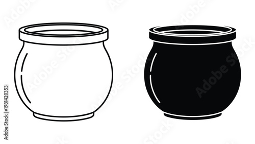 Jar Icon Set Container Silhouette Outline