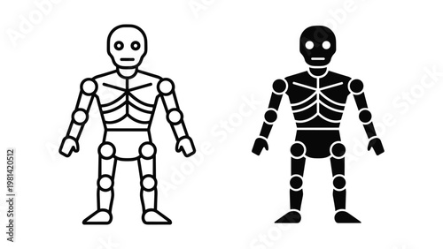 Robot Skeleton Figure Icons Technology Concept