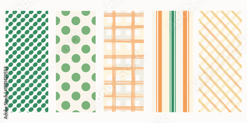 A collection of vertically arranged patterned fabric swatches