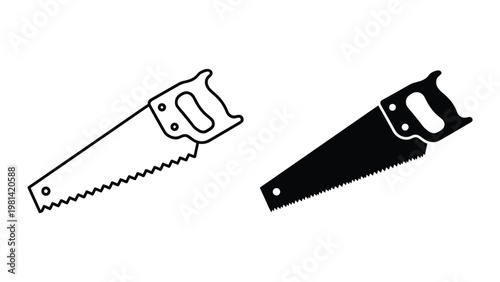 Hand Saw Tool Icon Set Building Crafting