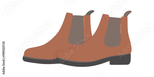 A pair of stylized orange chelsea boots on a black background