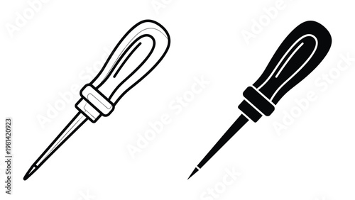 Awl Tool Icon Set Repair Fixing