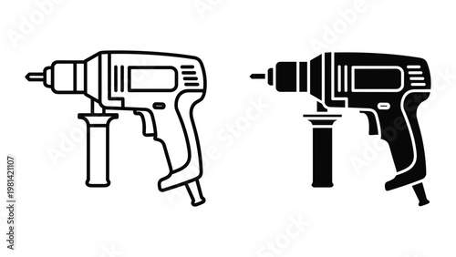 Drill Tools Vector Set Power Construction Gear