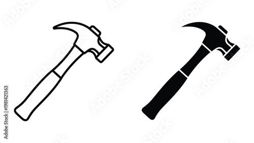 Hammer Tool Icon Set Commercial Vector