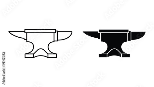 Anvil Icons Blacksmith Tool Metalworking Craft Symbol