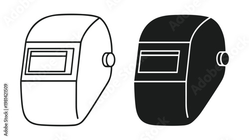 Welding Mask Icons Set Protective Gear Industrial Safety