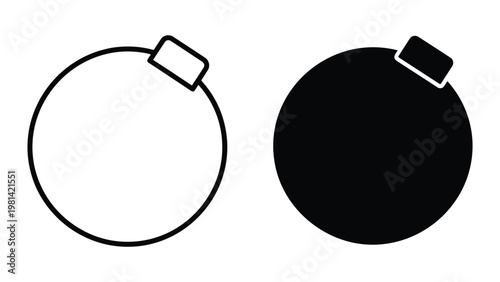 Bomb Icon Vector Black White Danger Symbol