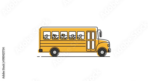 Photography Yellow School Bus Side View Illustration.
