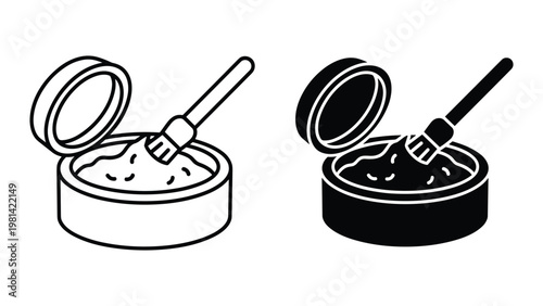 Cosmetic Compact Powder Brush Application Icon
