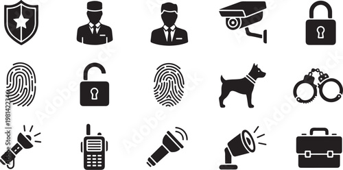 Security icons set with lock and safety symbols collection