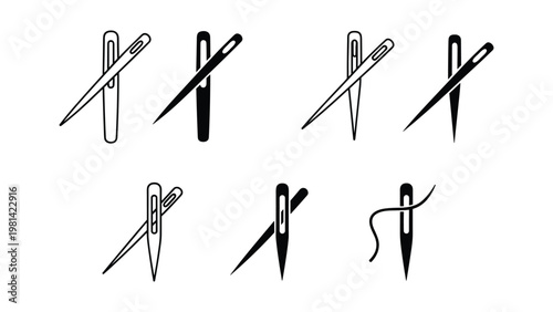 Sewing Needles Icons Crafting Stitching Solutions