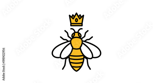 Queen Bee Wearing Golden Crown.