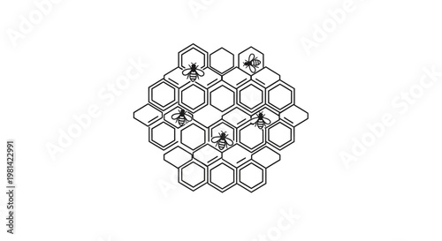 Black and white honeycomb pattern design.