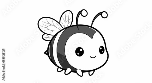 Cute Cartoon Bee Character Illustration.