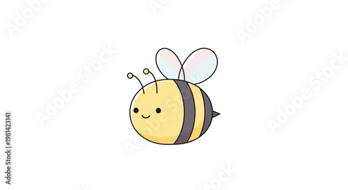 Smiling Cartoon Bee Flying Sideways.