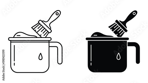 Paint Brush Dip Pot Liquid Icon Creative Process