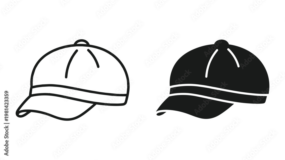Fototapeta premium Baseball Cap Icon Outline Solid Versatile Design