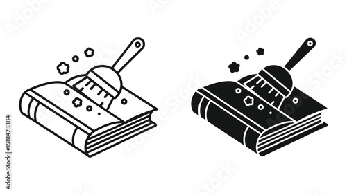 Book Cleaning Broom Icon Business