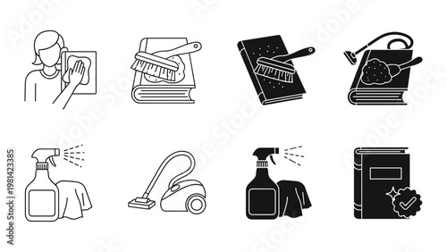 Book Cleaning Icons Vector Set