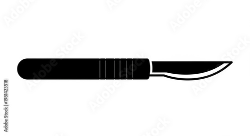 Scalpel Icon - Black and White Line Art