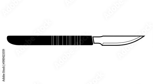 Scalpel Icon - Black and White Line Art