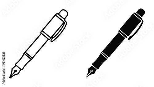 Fountain Pen Icon Design Writing Tool