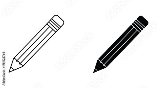 Pencil Icons Line Solid Design Elements