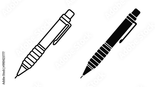 Mechanical Pencil Outline Solid Illustration Tool Drafting Concept