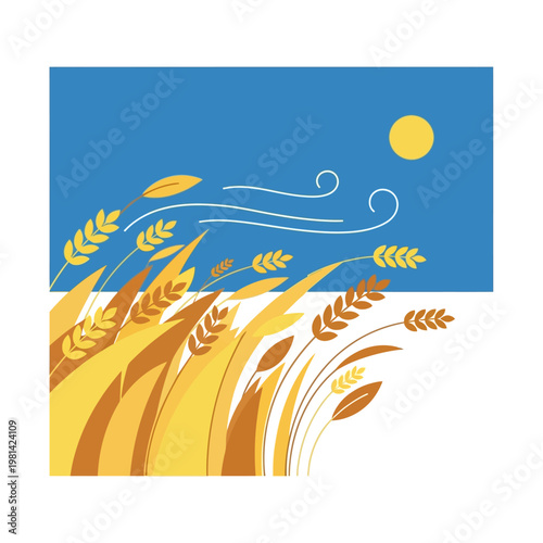 Golden Wheat Ears in Field Landscape.