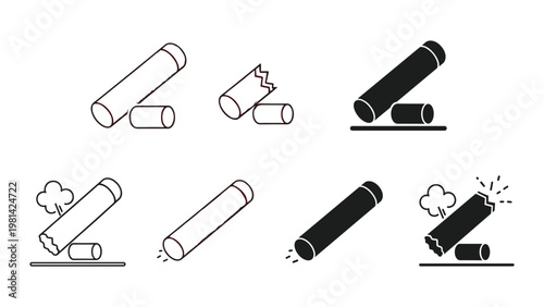 Tube Breakage Icon Set Industrial Failure