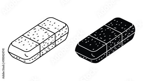 Eraser Icon Rectangular Office Stationery Correction Tool