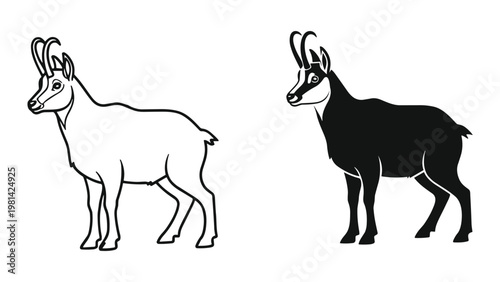 Chamois Animals Silhouette Vector Set Wildlife Motion
