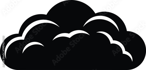 Black cloud icon, weather symbol, vector graphic, silhouette shape