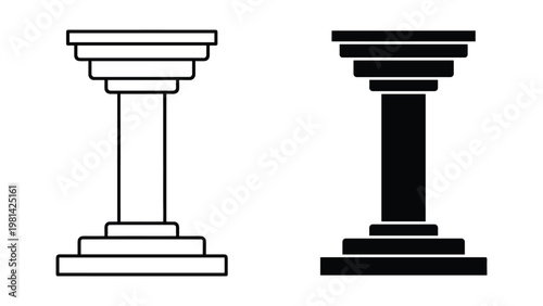 Column Structure Icon Support Pillar Vector