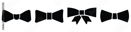 Classic black bow tie silhouette icon 