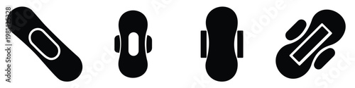 Sanitary pad icon symbol vector graphic designs on white. 