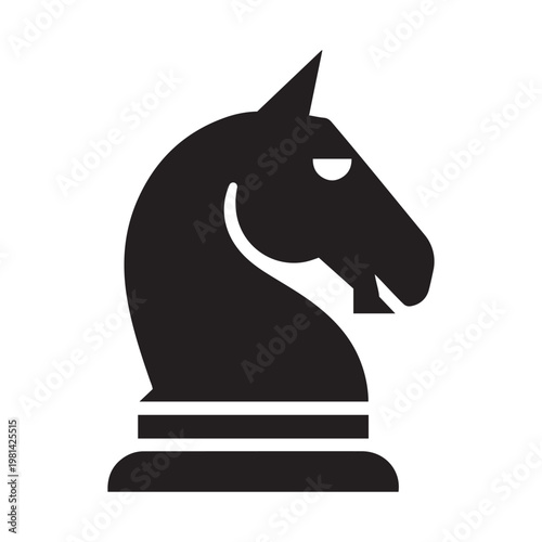 Black chess knight silhouette icon with strategy checkmate competition gameplay intellectual silhouette contrast minimalist isolated decision