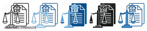 Real estate law icon set multiple style collection