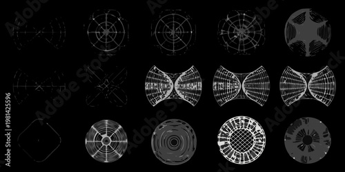 Radiolarian microscopic images diverse skeletal structures on a black background