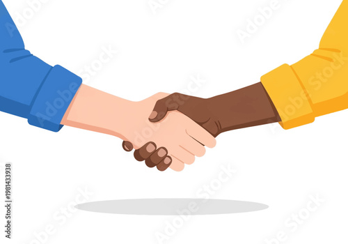 Two people shaking hands together.