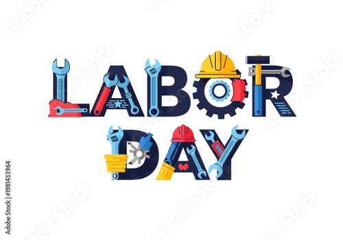 Labor Day Celebration Text Graphic Design.