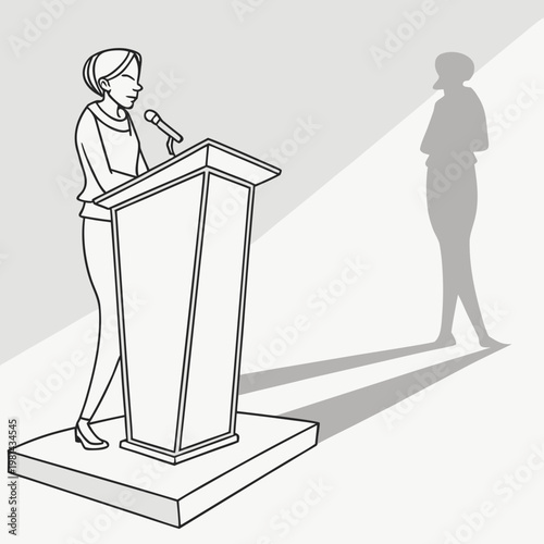 Woman in a sleeveless top giving a speech