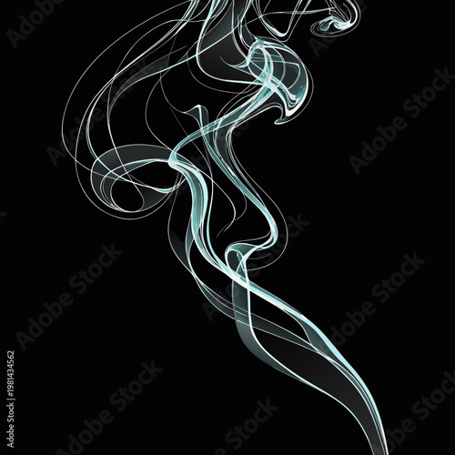 A blue smoke trail on a black background