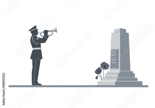 Soldier playing trumpet at memorial service.