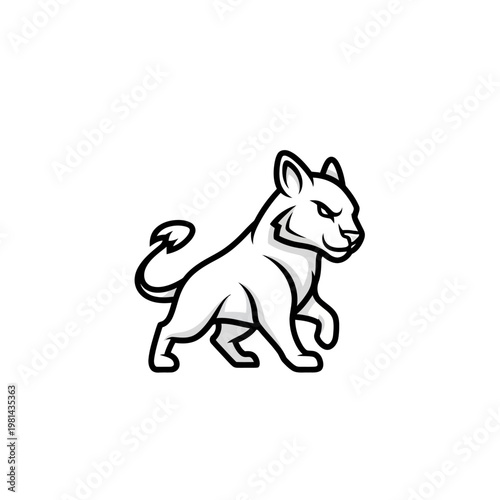 Stylized Black and White Panther Mascot Logo.