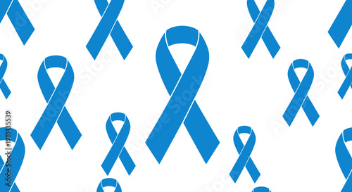 Blue Prostate Cancer Awareness Ribbon Pattern Vector Illustration, Seamless Background Design for Medical Health Campaigns and Charity Events