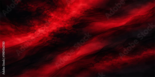 Dramatic red abstract background featuring a fiery sunset cloudscape with a dark orange texture and intense sunlight at dusk