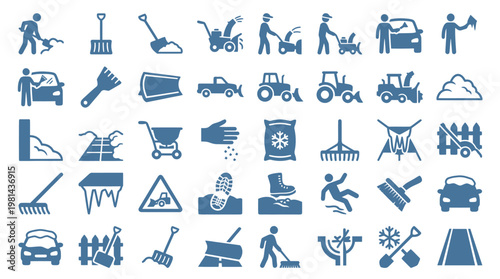 Winter Maintenance and Snow Removal Service Icons for Seasonal Work